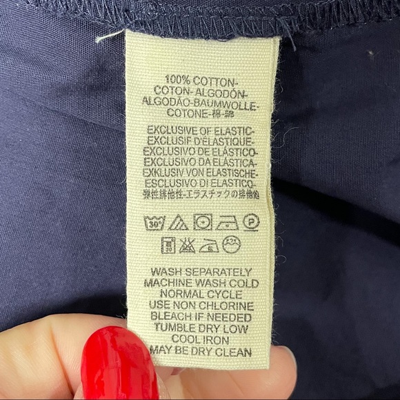 Free People Navy Veronica V Neck Buttons Top 1/2 Puff Sleeves NWT Small Peplum - Picture 9 of 10